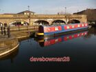 Photo  Sheffield: Narrowboat At Victoria Quays A Well-Painted Red And Blue Boat