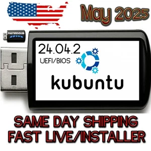 Kubuntu 24.04.2 USB Bootable LIVE | INSTALLER | UEFI | BIOS | LATEST VERSION - Picture 1 of 12