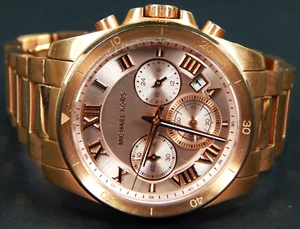 OROLOGIO MICHAEL KORS MK6367 BRECKEN ORO ROSA CRONOGRAFO EX CONDIZIONI UOMO BELLO! - Foto 1 di 10