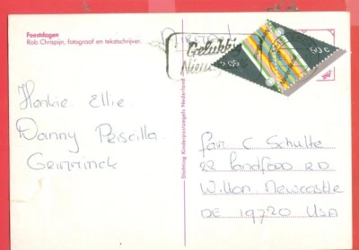 Netherland Topic TRIANGLE Tete-beche Pair used on Post card to USA - Image 1 of 2