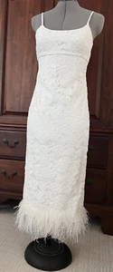 $348 Likely Women's White Lace Overlay Feather Trim Mari A-Line Dress Size 0 - Picture 1 of 19