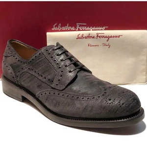 Ferragamo Braun Budapester 8,5 E 41,5 Herren Tramezza Gebürstetes Wildleder Leder Oxford - Bild 1 von 7