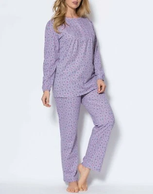 Only Necessities Plus Size Lavender Floral Long Sleeve Ruffled Pajamas Set Sz 1X - Image 1 of 4