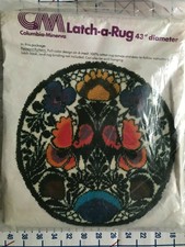 Latch Hook Rug Making Canvas Rare Peasant Pattern Hooking Crafts