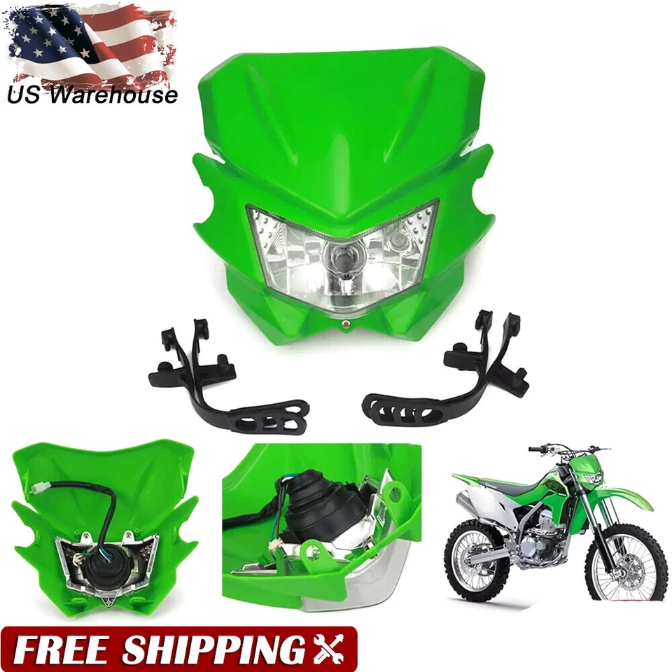 Nuevos faros verdes para KLX300 KX250 KLX140 KLX230R KLX300R moto de cross Supermoto Foto 1 de 4