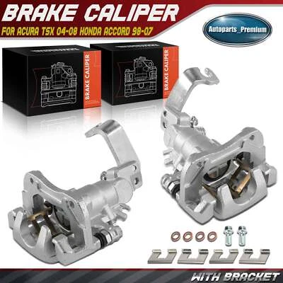 Pair Rear Side Brake Calipers w/ Bracket for Honda Accord 98-07 Acura TSX 04-08 - Image 1 of 4