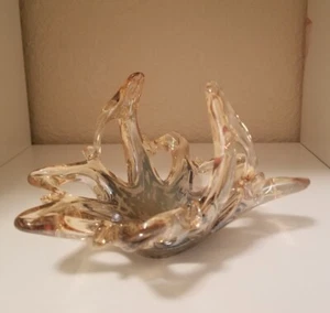 Vetro Eseguito Murano Kunstglas Schale/Aschenbecher/Korbschale gold irisierend - Bild 1 von 5