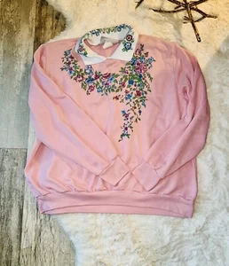 Blair Pink Floral Sweatshirt Womens Size XL Grandma Core, Barbie, Punk, Vintage. - Bild 1 von 6