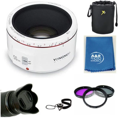 Yongnuo YN50MM F1.8 II Standard Prime Lens White for Canon SL3 80D SL3 T8I 50mm - Image 1 of 4