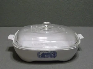 Vintage Corning Ware BLAU KOLONIALHAUS AMANA MIKROWELLE BRÄUNUNG PFANNE - Bild 1 von 9