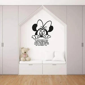 Watching Mickey Mouse Disney Quote Home Room Wall Sticker Vinyl Art Decal Decors - Picture 1 of 5