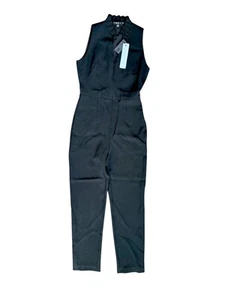 Black Halo Antoinette Women Sleeveless Pleated High-Neck Jumpsuit Size 0 NWT - Picture 1 of 7