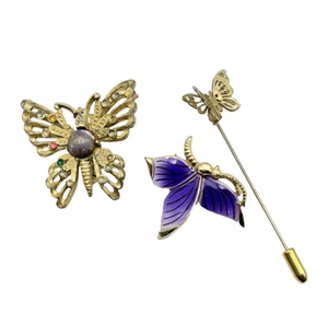 Gold-Plated Butterfly CZ Pins - Picture 1 of 1
