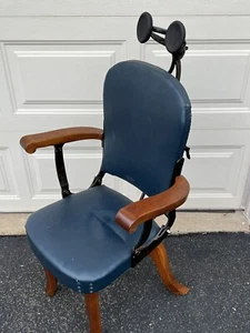 Vintage Dental Chair WD Allison Reclining Leather W/Wood Legs - Picture 1 of 11