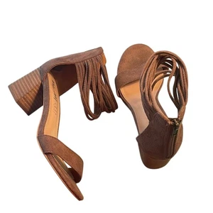 Mi. im Tan  Suede Leather Stacked Heel Sandals. 7.5 - Picture 1 of 5