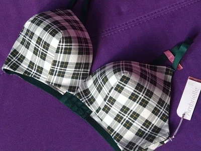 Nuevo Sujetador Ambrielle para Mujer 38C Escocés a Cuadros Navidad Verde Algodón Orgánico Foto 1 de 4