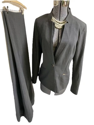 NEW $280 Calvin Klein Pant Suit Size 12 Two Piece Set Double Inverted Notch NEW - Image 1 of 4