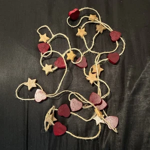 corazón y estrella guirnalda navidad madera y cuerda - Imagen 1 de 2