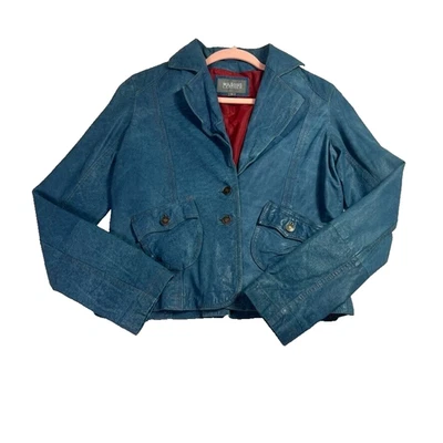 Wilsons Jacket Womens L Turqouise Leather Boho Western Long sleeve Single Vent - Image 1 of 4