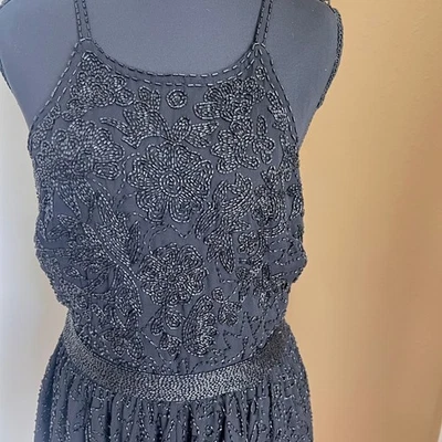 Mameluco trasero Ecote 4 negro con cuentas halter malla boho festival caprichoso Foto 1 de 4