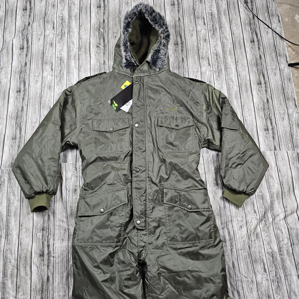 Hagor Winter Overall Mens XL Olive Green Insulated Hooded Coverall Snowsuit - Image 1 of 4