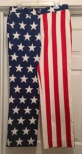 LOUDMOUTH Mens Red/White/Blue Patriotic Stars/Stripes Flag Pants Size 32/30 - Picture 1 of 6
