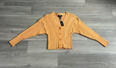 Cárdigan Express Suéter Recortado Informal Tejido Naranja Botones Mujer Talla XS NUEVO Foto 1 de 4