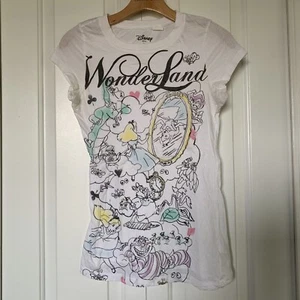 Alice In Wonderland Cheshire Cat White Disney Shirt Girl’s Sz L - Picture 1 of 8