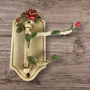 Double Arm Swinging Wall Hook Painted Metal Country Style Rose Cottage Farmhouse - Picture 1 of 22