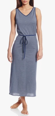 Vestido sin mangas largo de algodón Hanro Raquel a rayas cobalto XS NUEVO CON ETIQUETAS $165 Foto 1 de 2