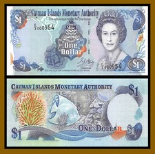 Cayman Islands 1 Dollar, 2001 P-26b Low S/N (009xx) Unc /LA88