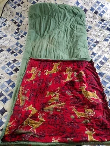 Lot of 2 Vintage Coleman Sleeping Bag Red Flannel Interior with Deer & OEM Boxes - Picture 1 of 20