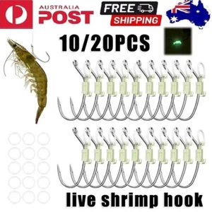 10/20pcs Live Shrimp Hooks Fishing Saltwater, Luminous Live Shrimp Hook Barbed - Picture 1 of 20