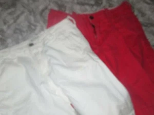 vguc lot 2 Abercrombie white red flat front shorts boys 16 free ship USA - Picture 1 of 4
