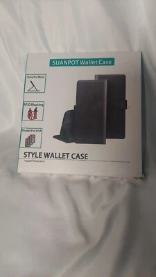 NEW Suanpot Black Wallet Case for Galaxy A32 Stand Card Slots RFID Blocking Blue - Image 1 of 4