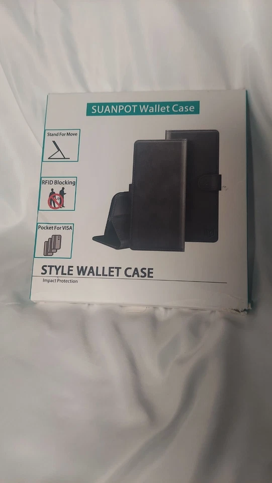 NEW Suanpot Black Wallet Case for Galaxy A32 Stand Card Slots RFID Blocking Blue - Image 1 of 4