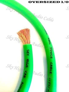 20 ft 1/0 Gauge Oversized AWG LIME GREEN Power Ground Wire Sky High Car Audio - Picture 1 of 4