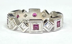 Rubin Diamant 14K Weißgold Eternity Band - Bild 1 von 3