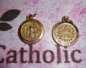 Medalla De San Benito - St Benedict - Premium Rd Gold tone OX  3/4" Medal - Picture 1 of 3