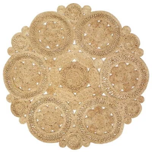 Natural Contemporary Braided Organic Jute Indoor Round Area Rug - Picture 1 of 4