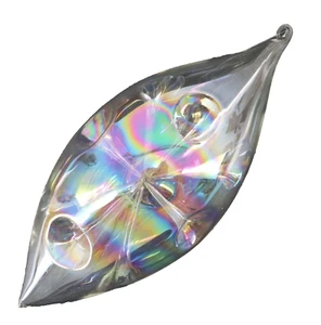 Iridescent Glass Ornament Teardrop Hand Blown Rainbow Taiwan Retro Mid Century - Picture 1 of 11