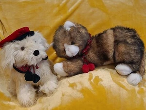 VINTAGE 1992 NICK & NOEL Christmas Puppy & Calico Cat  Plush. Made For Toys R Us - Picture 1 of 9