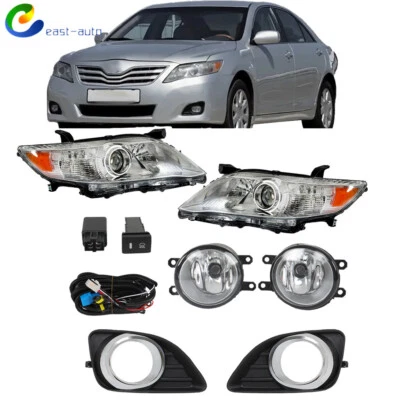 Luzes de neblina dianteiras + kits de interruptores faróis para 2010-2011 Toyota Camry par transparente - Imagem 1 de 4