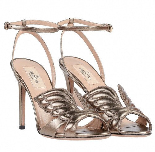 NUOVI sandali Valentino farfalla metallizzati stile runway per feste ed eventi EUR38