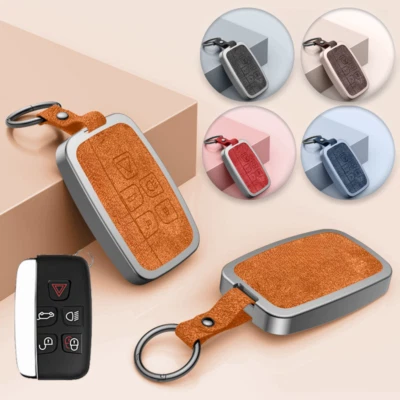 Alloy Leather Car Key Cover Case For Jaguar XJ XJL For Land Rover Evoque LR4 LR2 - Imagem 1 de 4