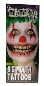 Temporary Tattoo Big Mouth FX Black Makeup And Brush Tinsley Transfers - Picture 1 of 3