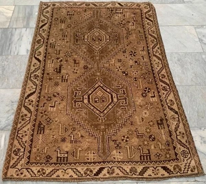 3x5 ft Vintage Afghan Handmade Rug Pictorial Bedroom Home Decor Wool Kilim Rug - Picture 1 of 9