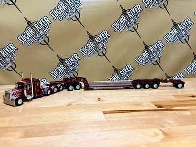 DCP 1/64 Peterbilt Tri-Axle Lowboy Jeep And Stinger Semi Truck Farm Toy - Image 1 of 4
