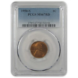 1950 S Lincoln Wheat Cent MS 67 RD PCGS Penny Uncirculated SKU:I22411 - Picture 1 of 4