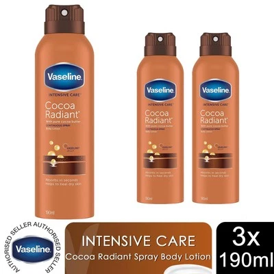 Vaseline Body Lotion Intensive Care Cocoa Radiant Spray Feuchtigkeitscreme 190ml, 3er Pack - Bild 1 von 4
